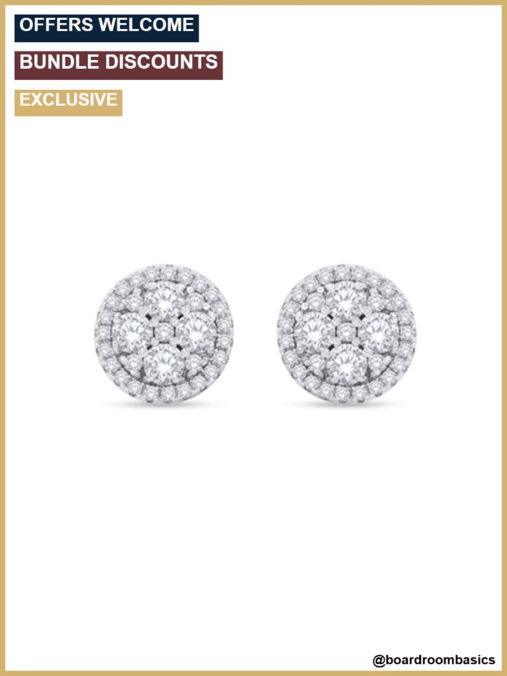 Halo Stud Earrings Round Cut White Cubic Zirconia 925 Sterling Silver